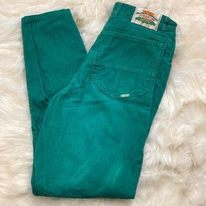Vintage Teal Corduroy Pleated Pants